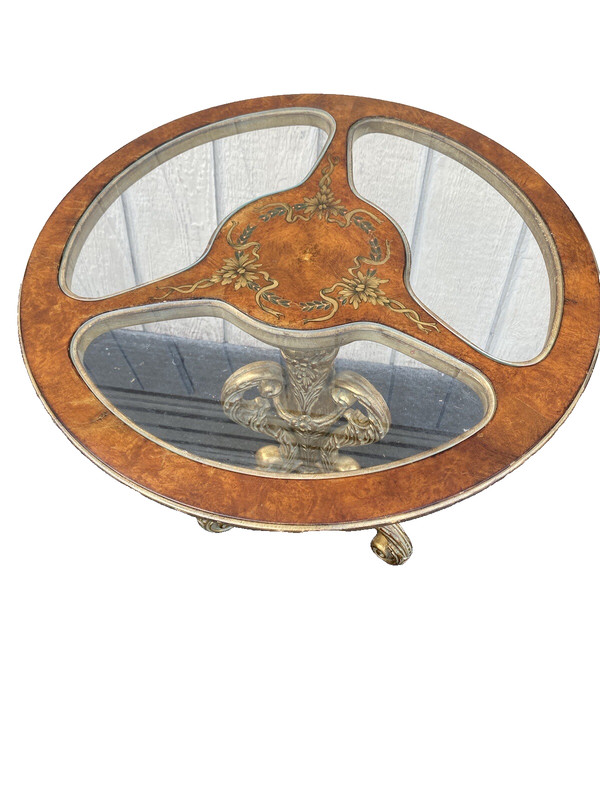 64780 Decorator Hand Painted Lamp Table with Glass Inserts gallery