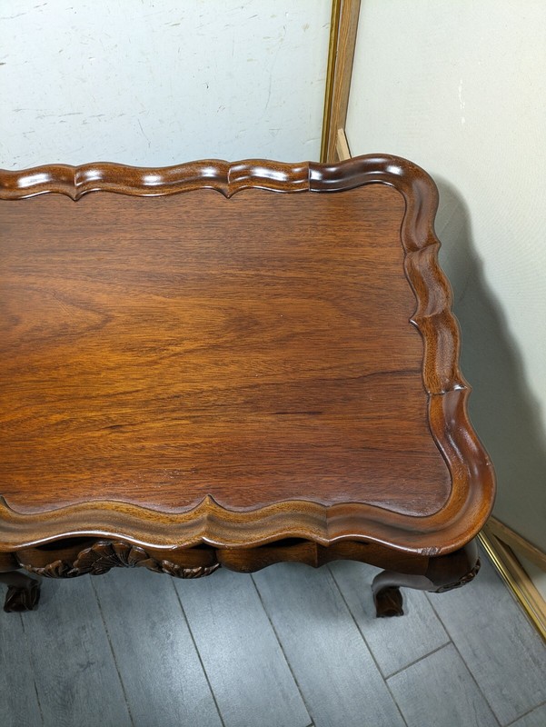 Vintage Sutton Mahogany Chippendale Queen Anne Tea Tray Table Ball & Claw Feet gallery