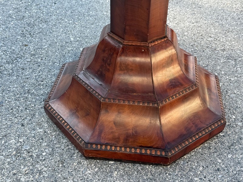 Large antique classical empire center table marble top flame mahogany parlor gallery