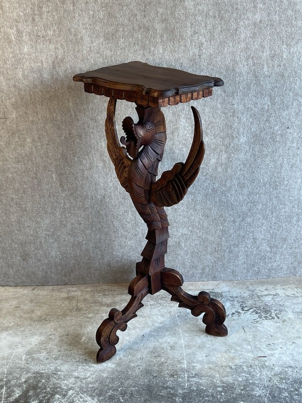 Antique Victorian Gothic Hand Carved Mahogany Dragon Drink Table