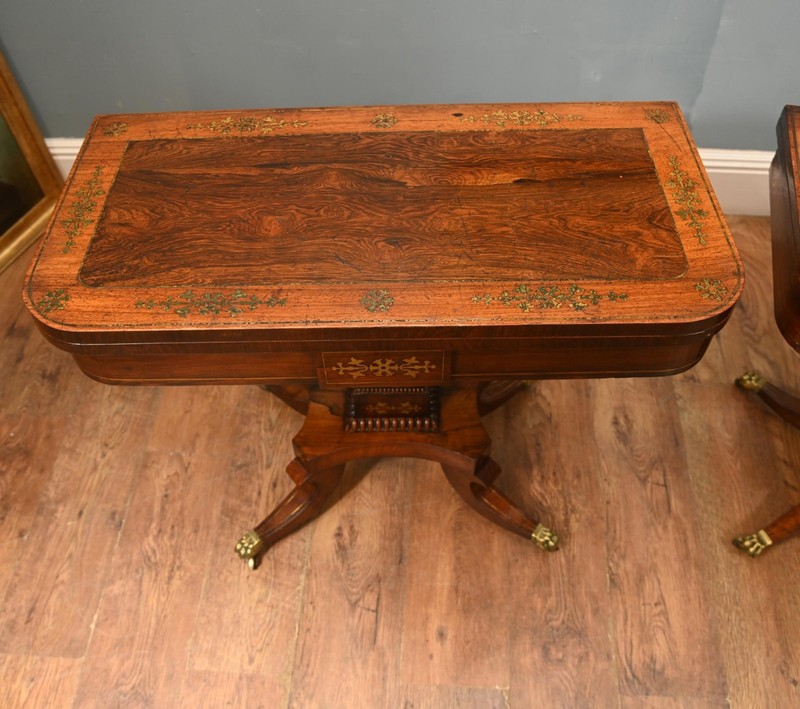 Period Regency Card Tables Games Brass Inlay 1810 gallery