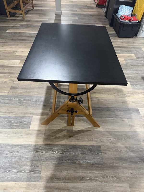 VINTAGE CAST IRON AND WOOD DRAFTING TABLE/DESK C.1950 41x32" rare Adjustable gallery