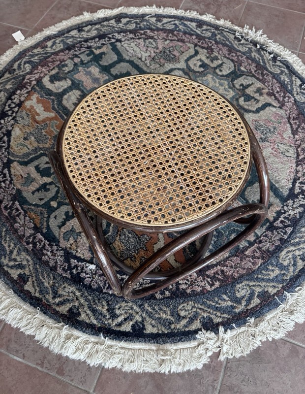 VTG Cane Thonet Footstool, Mid Century Modern Bentwood Stool/ Plant stand*READ gallery