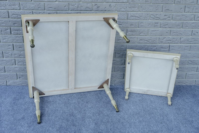 Mid Century Modern Blonde & Gold Tone Modular Two Tier Coffee End Table - 30" gallery