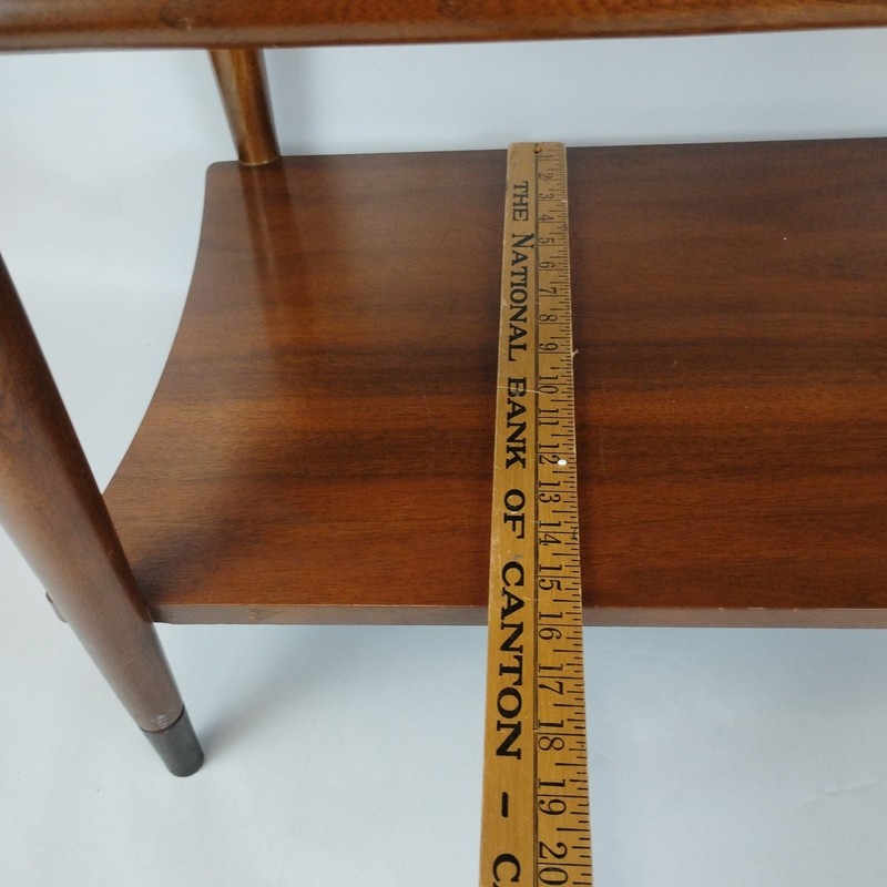 60s Walnut 2 Tier End Side Table Dovetail Inlay Lane Acclaim Family Tapered Legs gallery