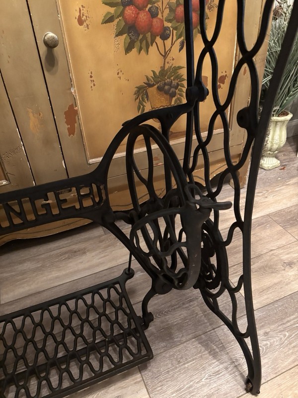 Vintage Singer Machine Treadle Table w/Black Walnut Top 36"(L)x14"(W)x31"(H) gallery