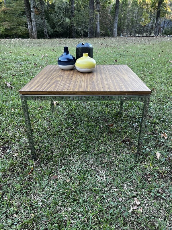 Florence Knoll Mid Century Modern Chrome & Walnut End or Coffee Table Heavy