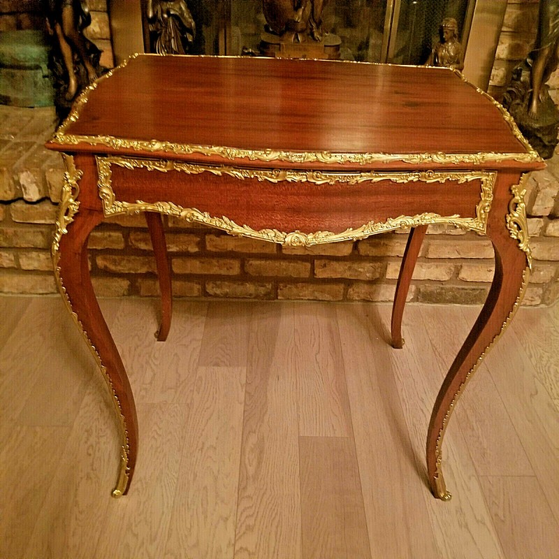 Antique Louis XV type table with gold gilded gold ormolu