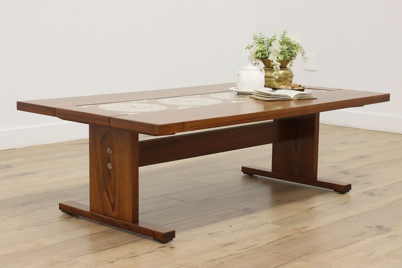 Midcentury Modern Vintage Rosewood & Tile Top Coffee Table #54593 gallery