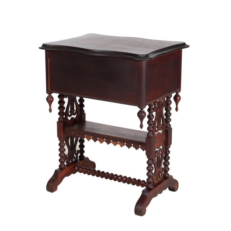 Renaissance Revival Mahogany Work Stand With Lyre Form Trestle Base C1890 gallery