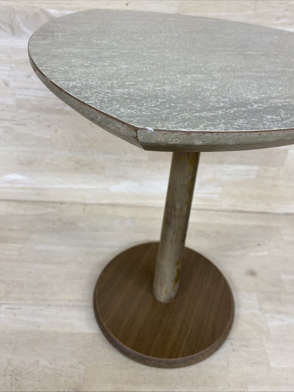 MCM Accent side table shield Vintage veneer/laminate and solid walnut/mahogany gallery