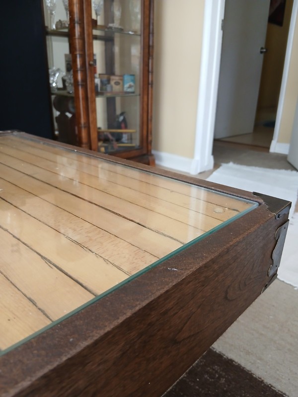 Custom Glass Top Coffee Table Bowling Lane Wood Vintage 1950's FREE PICKUP OK! gallery