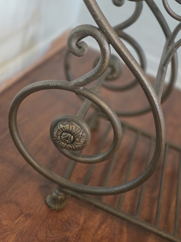 Vintage Marble Console Table w/ Wrought Iron Wine Rack – Entryway Accent gallery