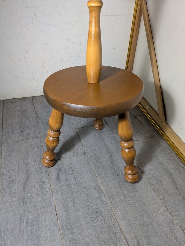 Vintage Rustic Country Wood Round Pedestal Table Telephone Plant Stand Gallery gallery