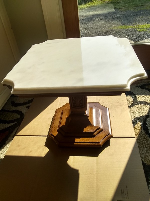 Pair Of Vintage Marble and Wood End Tables Weiman
