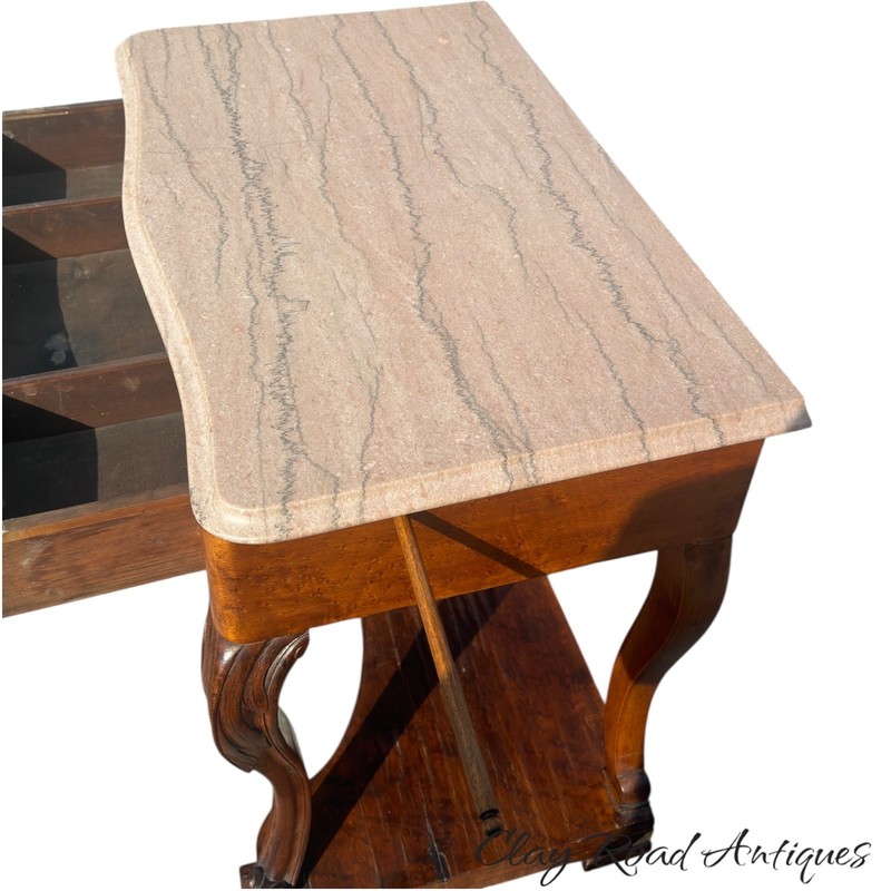 Antique Classical French empire console table marble top Birdseye maple 19th gallery