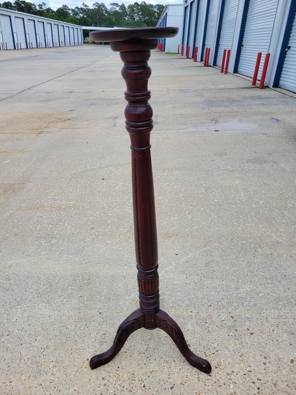 Antique English Hand Carved Mahogany Wood 54" Torchere Plant Stand