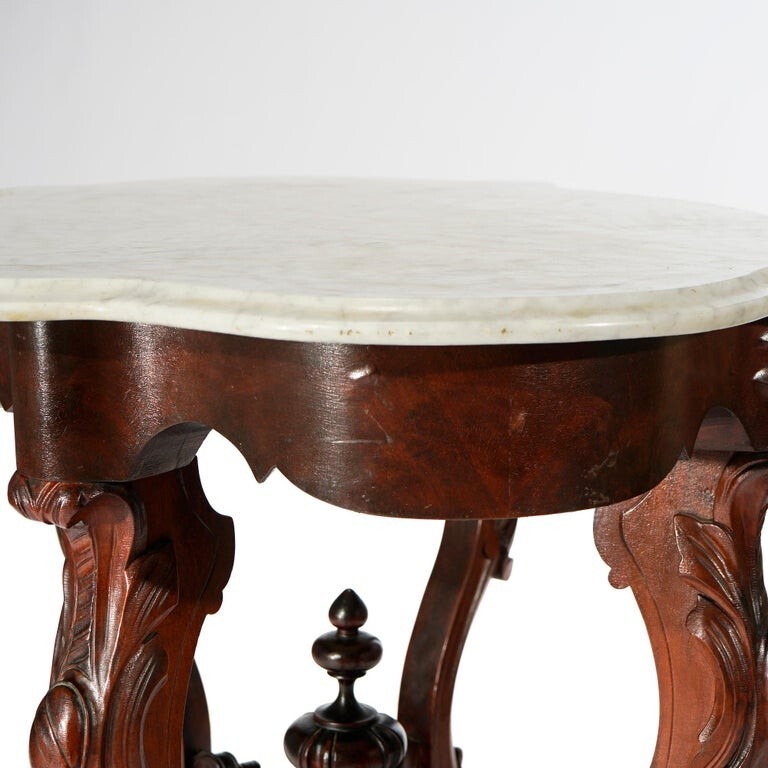 Renaissance Revival Walnut, Rosewood & Marble Table c1890 gallery