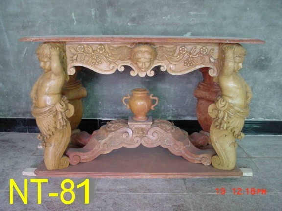 BEAUTIFUL HAND CARVED MARBLE FIGURAL TABLE NT81