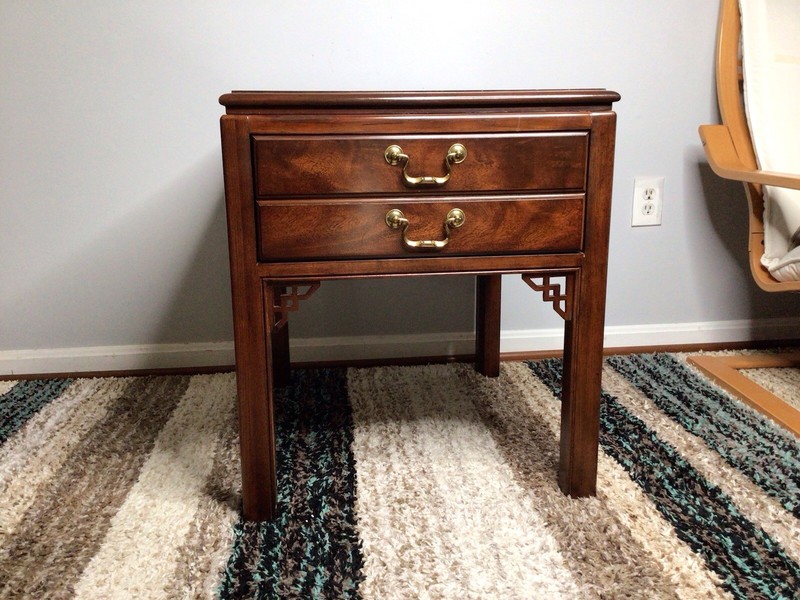 Drexel Flame Mahogany Banded Chippendale Side Table gallery