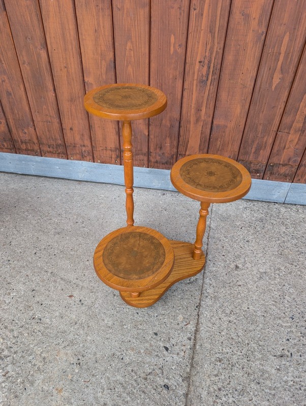 Vintage 60s Flower Display Stand Mid Century Flower Table 35x35x52cm Wood Brown gallery