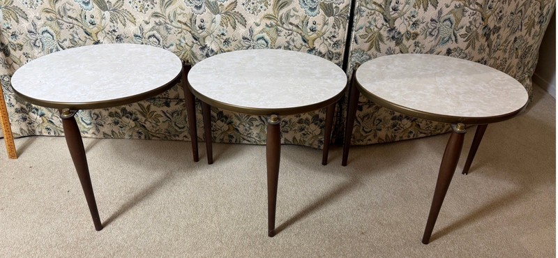 MCM Formica and Walnut Round Nesting Tables, Set of 3