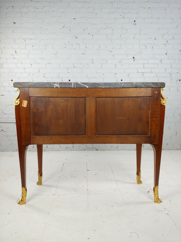 19th century French Cabinet double door w/Gilt Bronze Ormolu & Marble top-Signed gallery