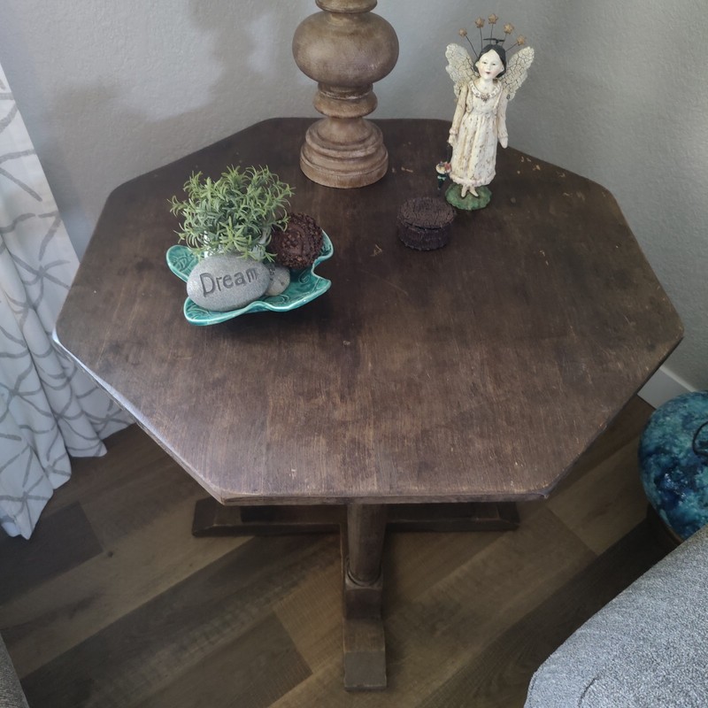 VTG Monterey Furniture Co. Hexagon Shaped Side Table RARE Solid Wood Made In USA gallery