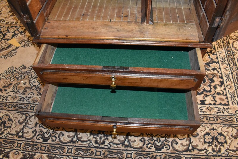 Primitive Spool Cabinet Antique Walnut Side Table, gallery