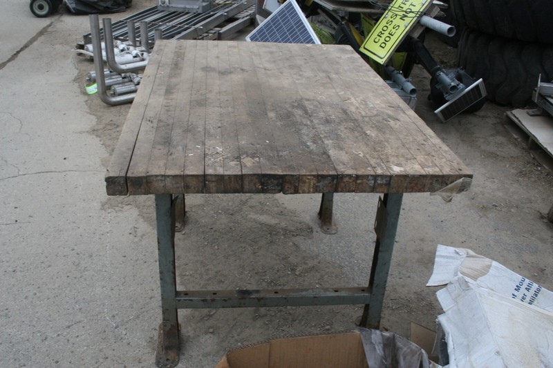 Vintage Wood Butcher Block Work Table 54"x37"x33.5", 2" Thick gallery