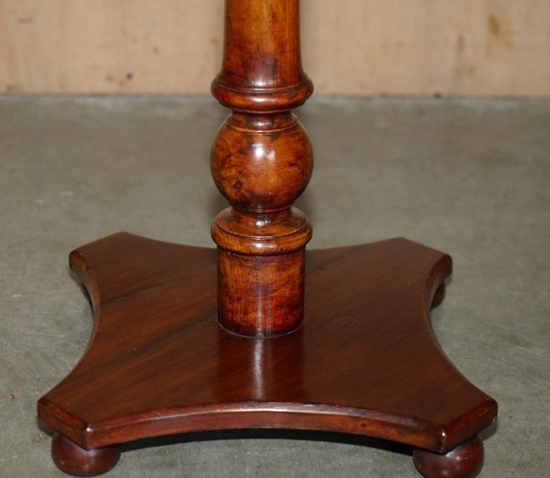 FULLY RESTORED SUBLIME ANTIQUE CIRCA 1880 MAHOGANY INLAID TRIPOD SIDE LAMP TABLE gallery