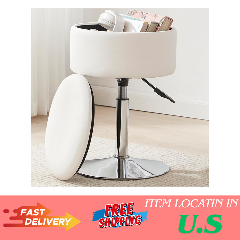 Adjustable Ottoman Stool White Vanity Stool Vanity Chair for Makeup Room Stool C