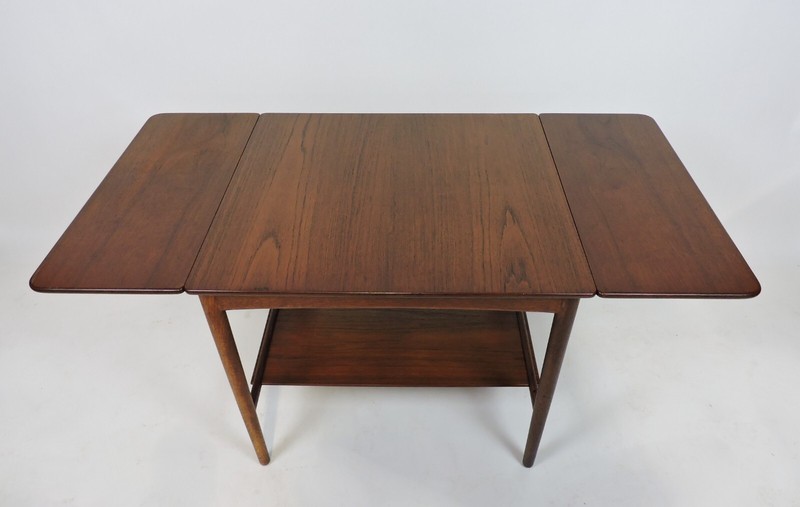 Hans Wegner Danish Modern Teak & Oak Drop Leaf End Table for Andreas Tuck gallery