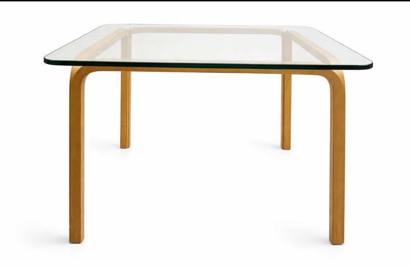 Alvar Aalto Model Y805A Coffee Table Birch/Glass for Artek, Finland-Minimalist