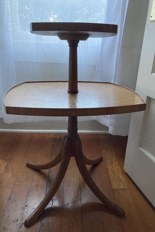 Vintage MCM Mid Century Modern Rounded square Two Tiered Table gallery