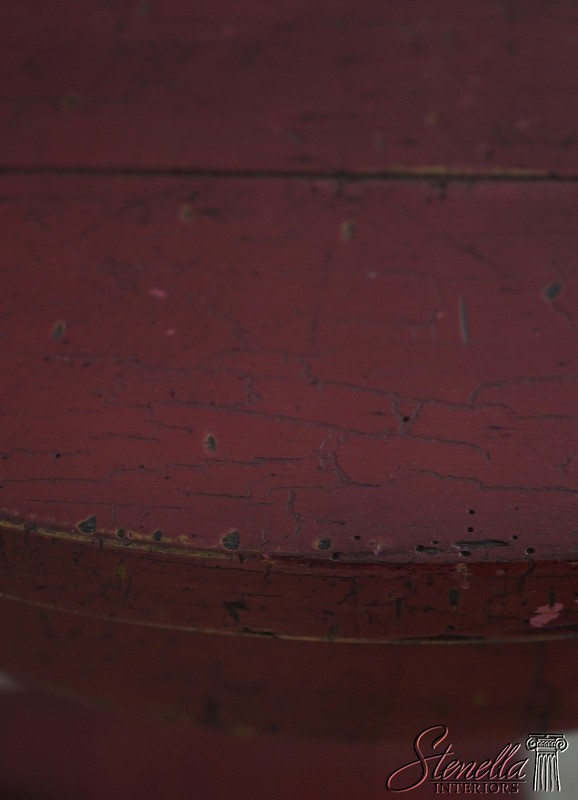 L73346: Round Red Painted Primitive Side Table gallery