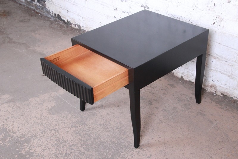 John Widdicomb Mid-Century Modern Black Lacquered Nightstand or Side Table gallery