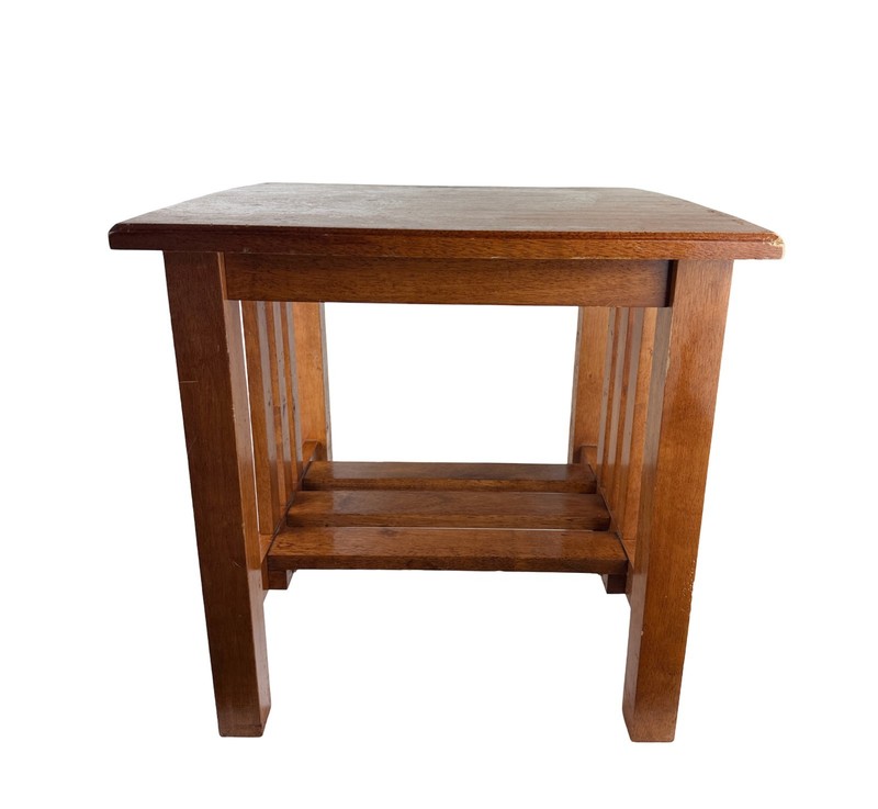 Vintage Arts and Crafts Mission Style Solid Wood Square End Side Table 20 x 20 gallery