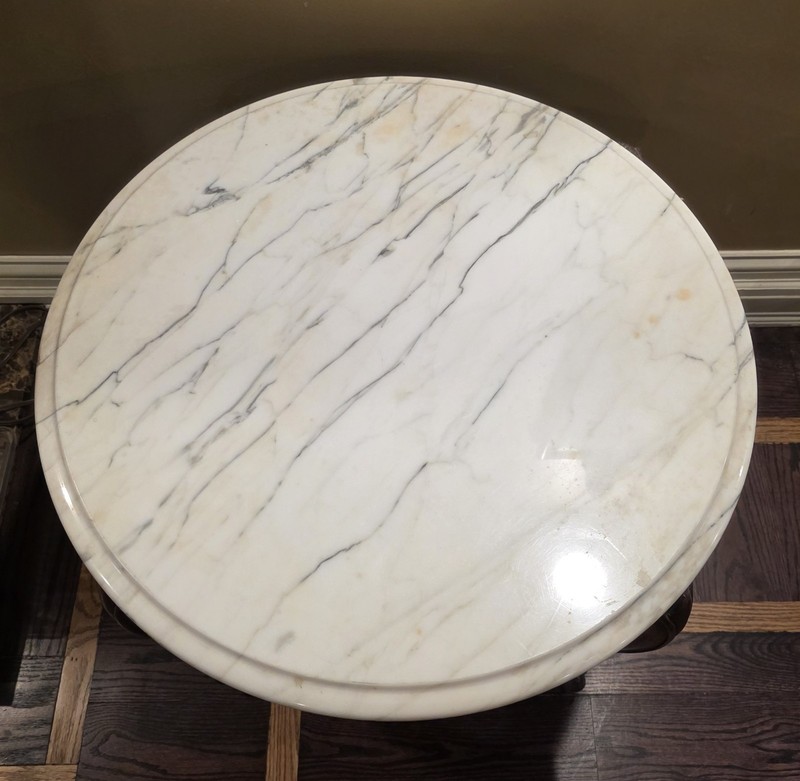 VICTORIAN STYLE MARBLE TOP MADE IN ITALY SOLID WOOD SMALL END TABLE 24" gallery
