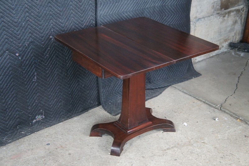 Antique American Empire Mahogany Flip Top Game Card Console Parlor Tea Table gallery