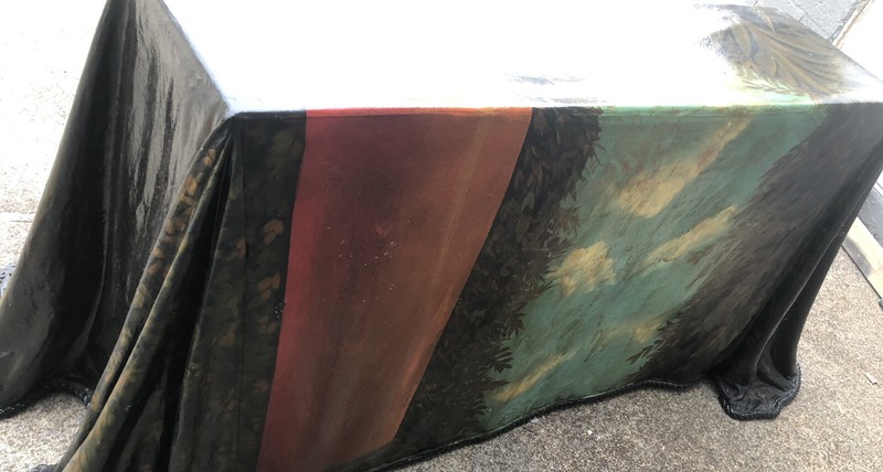 Baxter Leopard Curtain Console Table Fiberglass Painted MCM Signed Rare Table gallery
