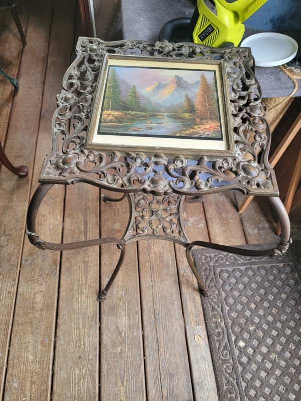Vintage 19th Century Cast Iron Victorian Table 2 Tiers With Tile gallery