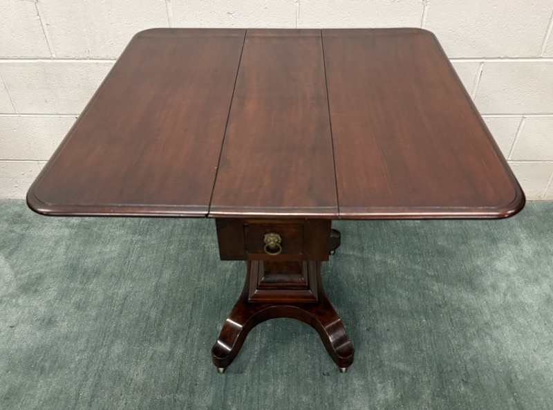 J. & J.W. Meeks Mahogany Drop Leaf Empire Sunderland Style Pedestal Table; 1850 gallery