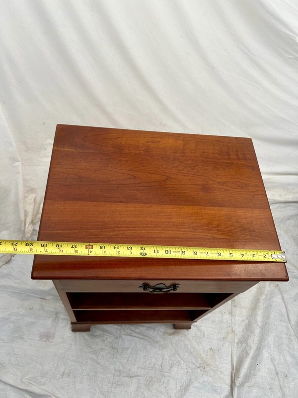 Vintage Stickley Side Table, Nightstand, Solid Cherry Top, Drawer, Center Shelf gallery