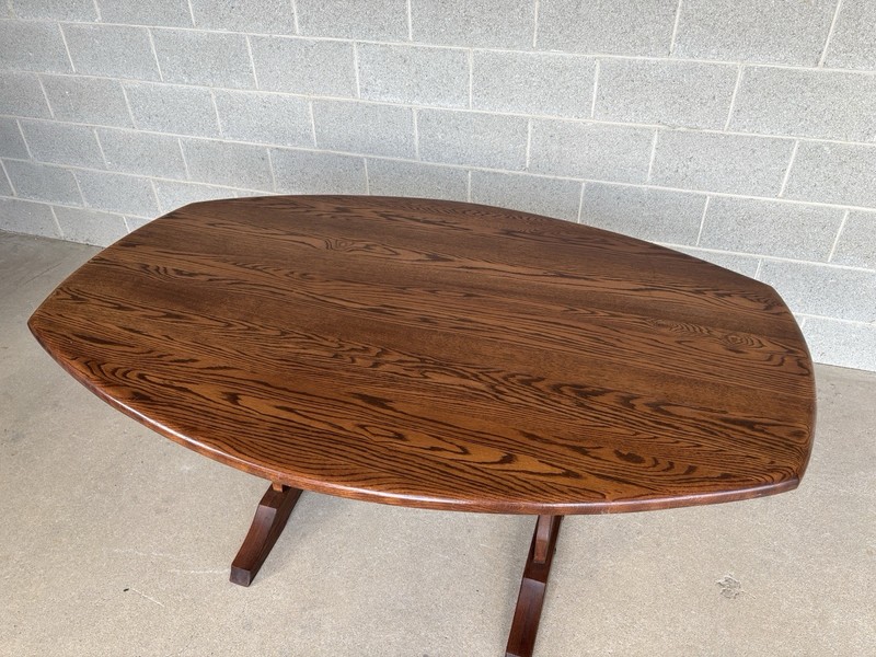 HUNT COUNTRY FURNITURE SOLID OAK 66" TRESTLE BASE DINING TABLE - (SEATS 6) gallery