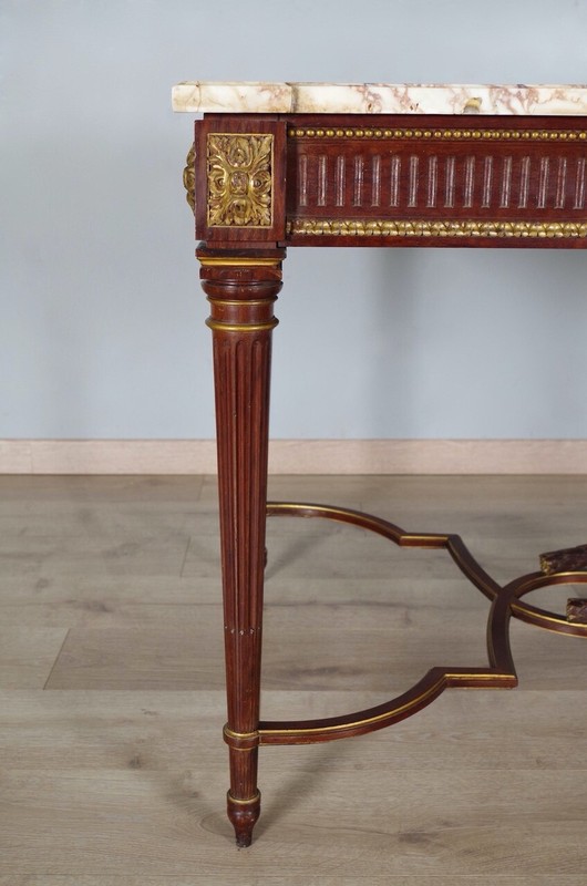Louis XVI Mahogany Middle Table, Signed L. Rosnay, circa 1880 gallery