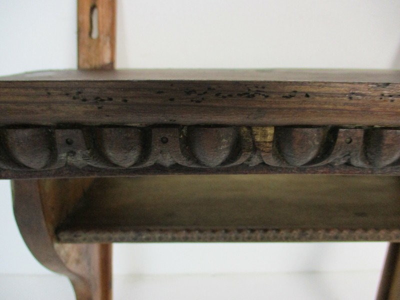 Hand Carved Wooden Wall Hall Console table Ornate Small two shelves Antique Barn gallery