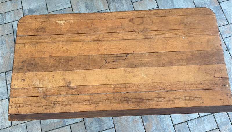 ANTIQUE "SIMPLICITY" FOLDING SEWING MEASURING TABLE 42"x21.5” Vintage Decor gallery
