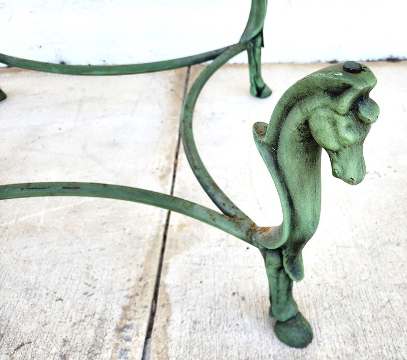 Horse Coffee Table Patinated Iron Hoof Footed Maison Jansen Style gallery