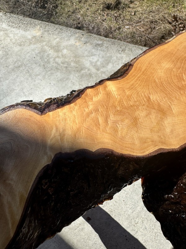 FOLK ART, VINTAGE CYPRUS LIVE EDGE TABLE EXPERT RESTORATION COPPER INLAY gallery